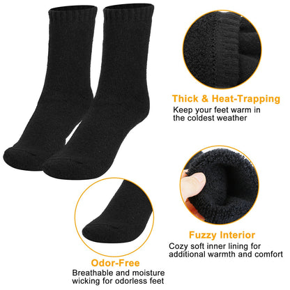 3 Color Options -- 3 Pairs Men Warm Wool Socks Soft Cozy Winter Thermal Socks For Men Thick Heat-Trapping Moisture Wicking Socks Indoor Outdoor