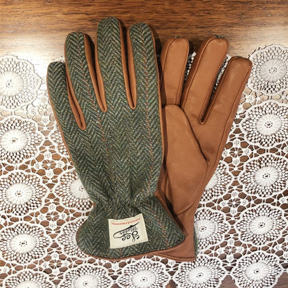 Cold Protection In Winter Fleece-lined Warm Motorcycle Touch Screen Tweed Leather Gloves
