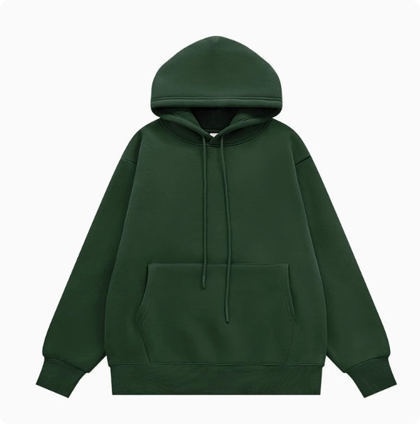 American Street Solid Color Fleece Hoodie for Men and Women