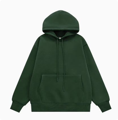 American Street Solid Color Fleece Hoodie for Men and Women