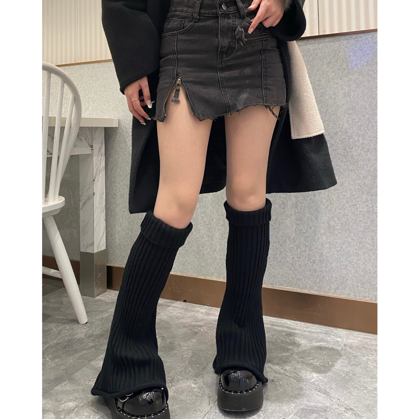 Vintage Flared Knit Striped Wool Wide Leg Socks