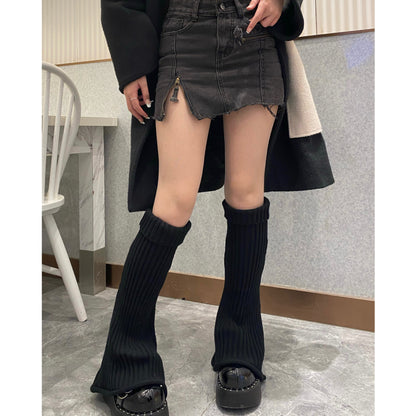 Vintage Flared Knit Striped Wool Wide Leg Socks