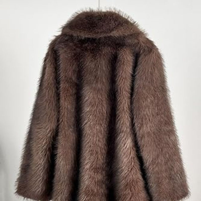 Extended Women's Clothing Imitation Fox Fur Warm Winter Coat