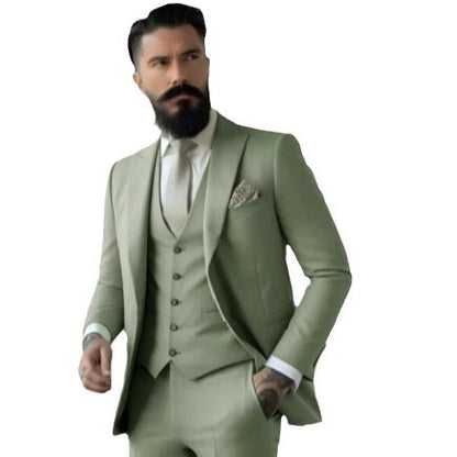 Men's Slim Fit Solid Color Business Suit Set