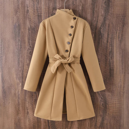 Women's Jacket with Lapel Bow, Lace-up, Knitted