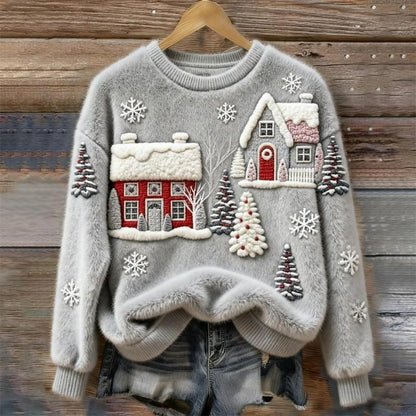 Women's Round-neck Sweatshirt With Faux Fur For Autumn And Winter