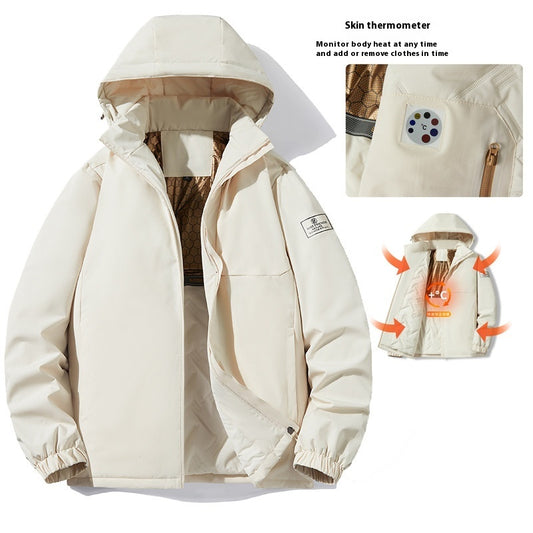 Waterproof jacket for outdoor autumn and winter temperatures.
