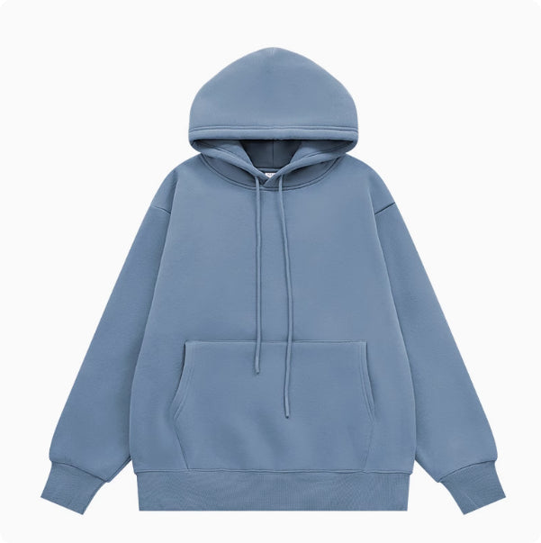 American Street Solid Color Fleece Hoodie for Men and Women