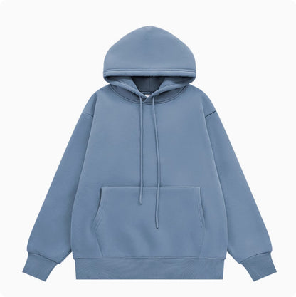 American Street Solid Color Fleece Hoodie for Men and Women