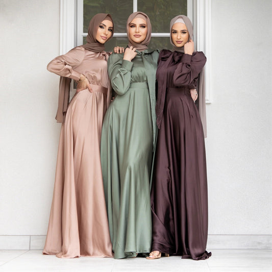 Fashionable Large Hem Satin Dress