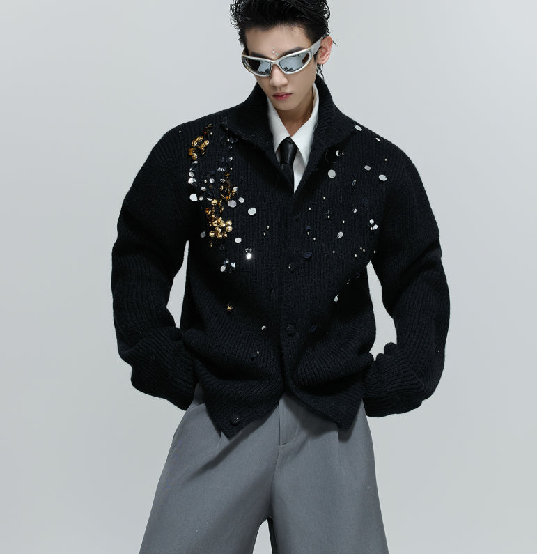 Niche Liquid Metal Design High Street Sense Padded Shoulder Coat Men And Women Short Lapel Ruan Shuai Loose Jacket Fashion Brand