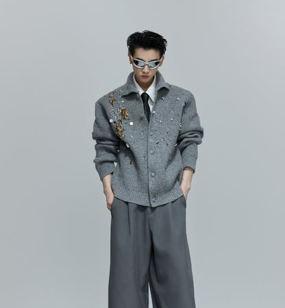 Niche Liquid Metal Design High Street Sense Padded Shoulder Coat Men And Women Short Lapel Ruan Shuai Loose Jacket Fashion Brand
