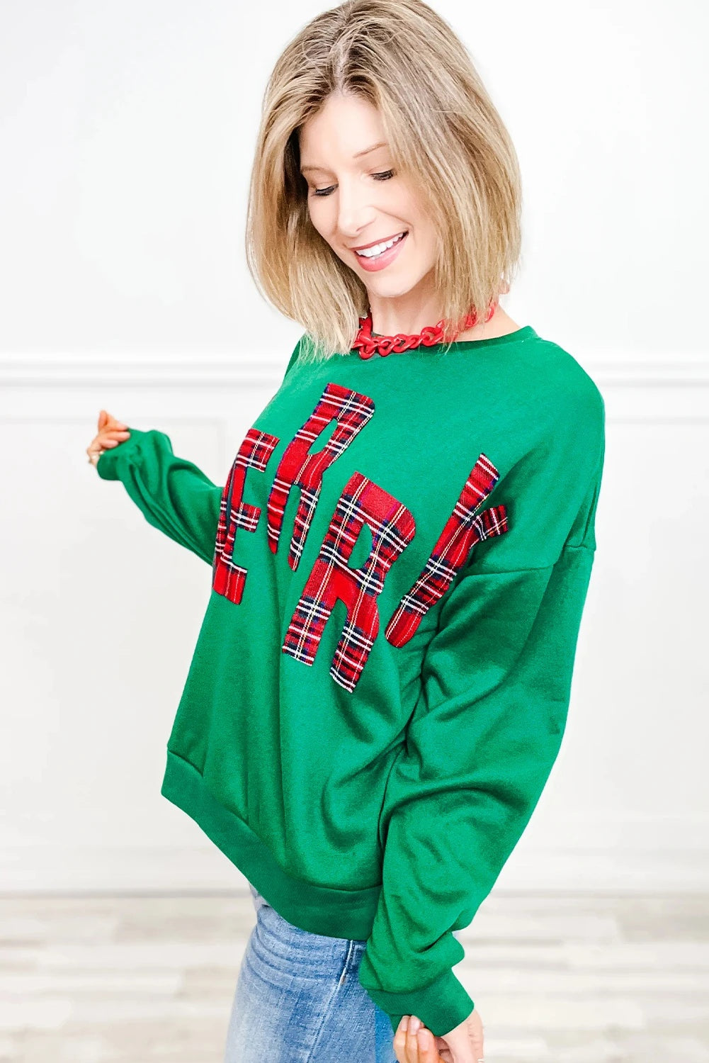 Fashionable For Women Embroidered Side Plastic Pullover Sweater