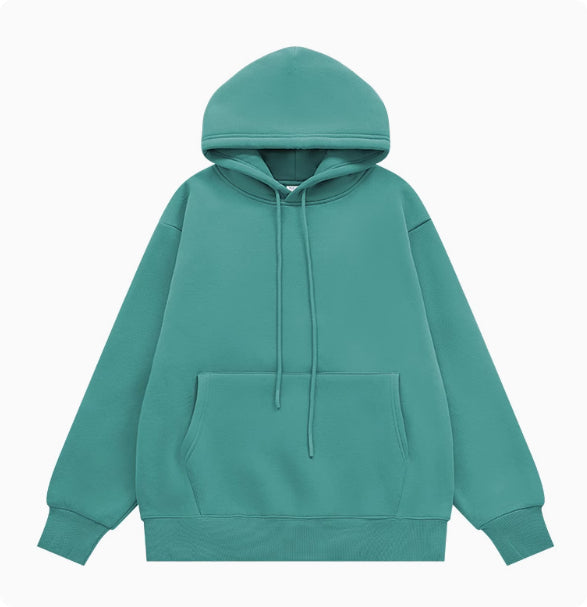 American Street Solid Color Fleece Hoodie for Men and Women