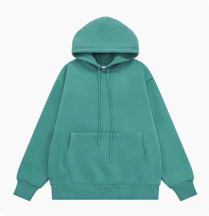 American Street Solid Color Fleece Hoodie for Men and Women