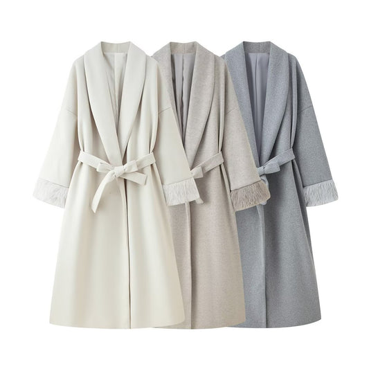 Autumn And Winter Lacing Cuff Fleece Coat