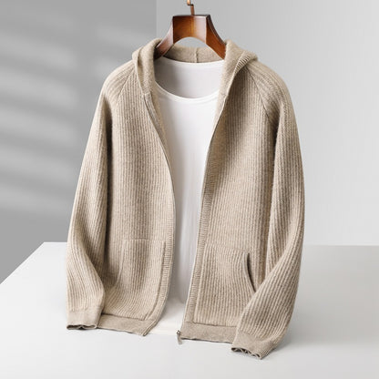 Hooded Cardigan Men's Thick Wool Jacket Loose Casual