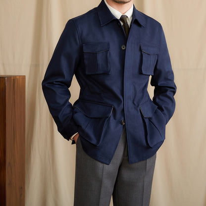 Suede Lapel Slim-fit Waist Safari Jacket