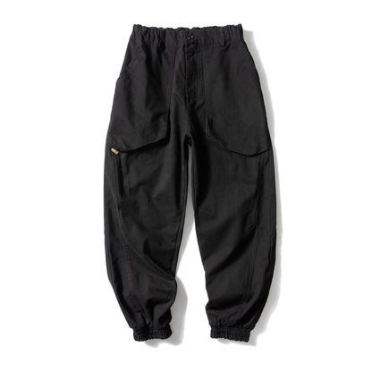 Solid Color Large Pocket Tapered Casual Pants