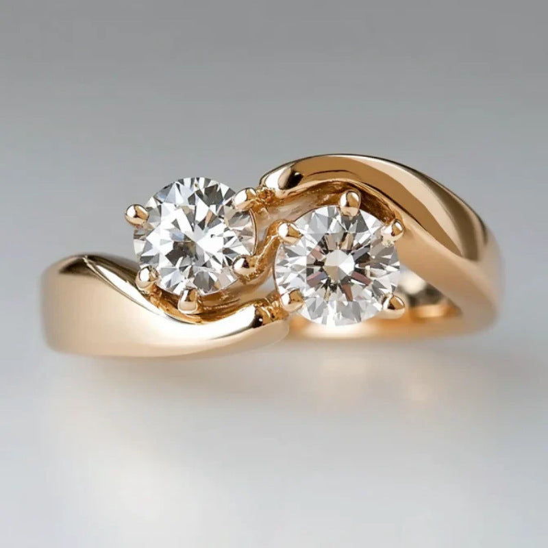Fashion Zircon Commuter Personality Gold Ring