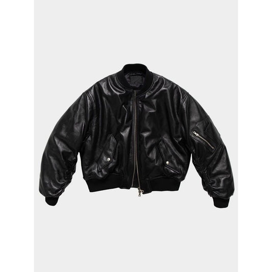 Mauroicardi Autumn Cool Handsome Black Thickened Warm Pu Lea