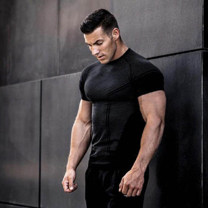 Summer Men's Solid Color Fashion Round Neck Sports Short Sleeve