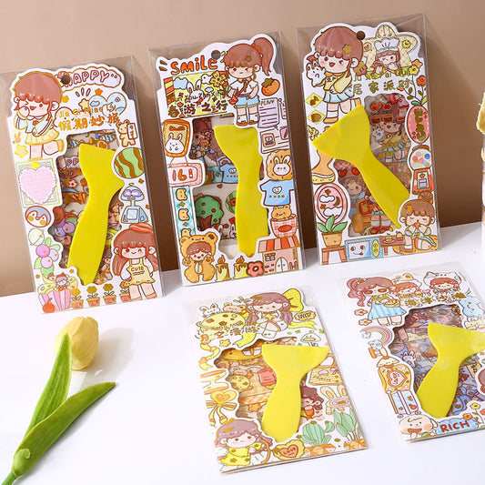 Decorative stickers made from transparent PET craft materials.