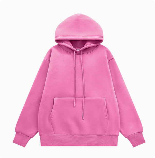 American Street Solid Color Fleece Hoodie for Men and Women