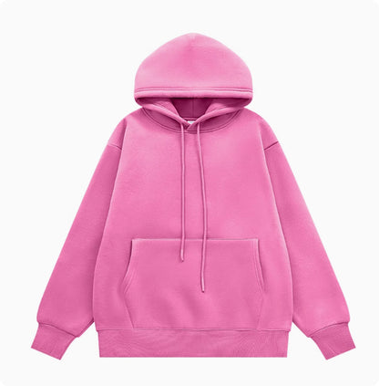 American Street Solid Color Fleece Hoodie for Men and Women