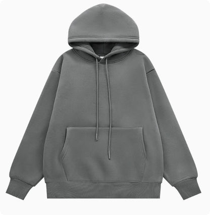 American Street Solid Color Fleece Hoodie for Men and Women