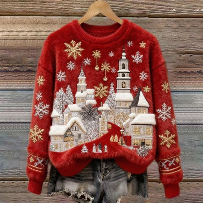Women's Round-neck Sweatshirt With Faux Fur For Autumn And Winter