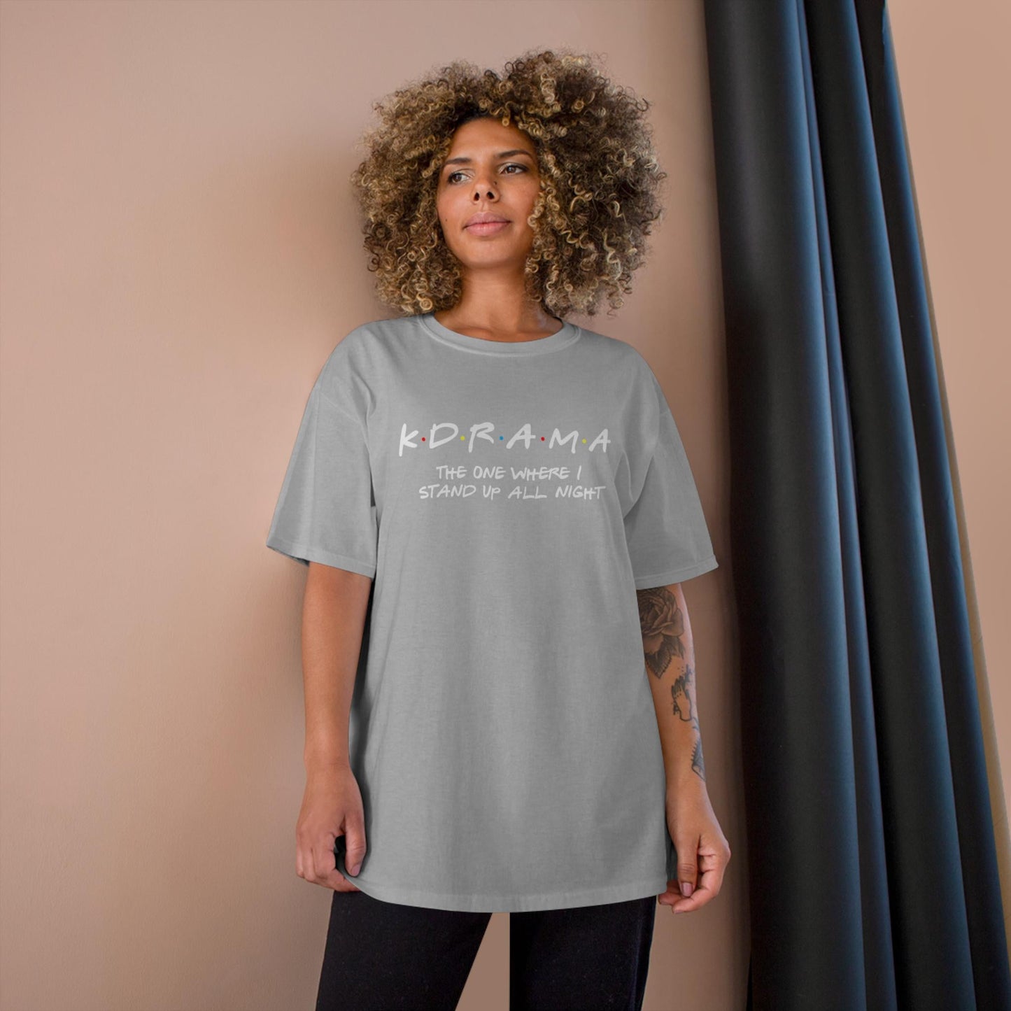 First K-Drama Champion T-Shirt: The One Where I Stand Up All Night", Comfy & Trendy, Perfect for K-Drama Fans Who Binge-Watch All Night