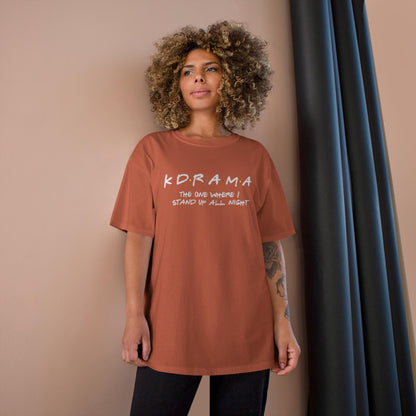 First K-Drama Champion T-Shirt: The One Where I Stand Up All Night", Comfy & Trendy, Perfect for K-Drama Fans Who Binge-Watch All Night