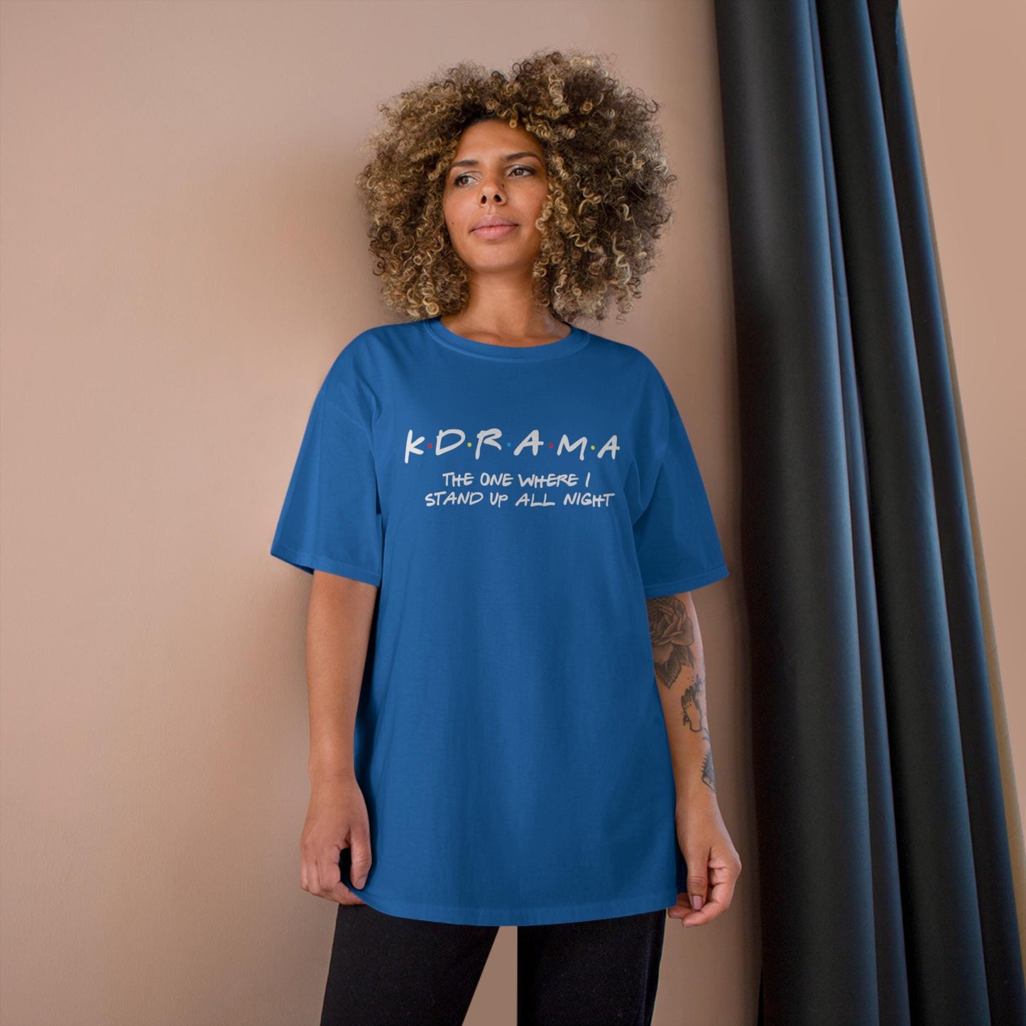 First K-Drama Champion T-Shirt: The One Where I Stand Up All Night", Comfy & Trendy, Perfect for K-Drama Fans Who Binge-Watch All Night