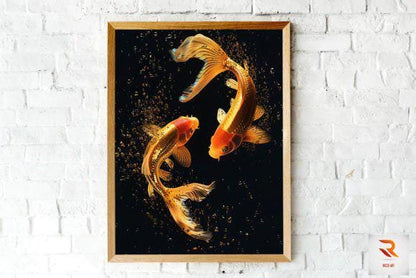 Arte de parede com peixinho dourado: decoração costeira vibrante (download digital)
