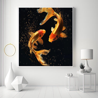 Arte de parede com peixinho dourado: decoração costeira vibrante (download digital)