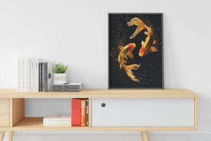 Arte de parede com peixinho dourado: decoração costeira vibrante (download digital)