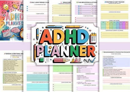 ADHD Planner: Daily Focus & Task Management (PDF, Canva Template Included)