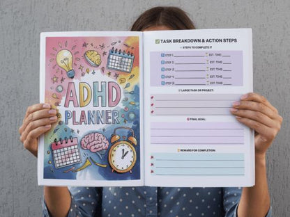 ADHD Planner: Daily Focus & Task Management (PDF, Canva Template Included)